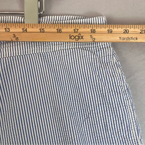 J Crew Seersucker Striped Swimsuit Mens 38 Blue White Retro Vintage Swim Trunks - Picture 7 of 10